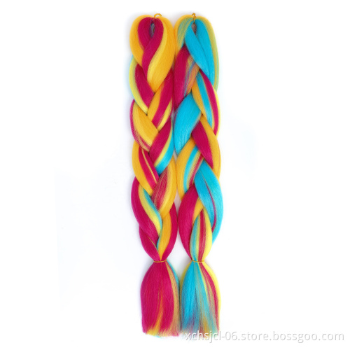 Wholesale Braiding Hair Mix Rainbow Braids Synthetic Jumbo Braids Hair Extension for Women